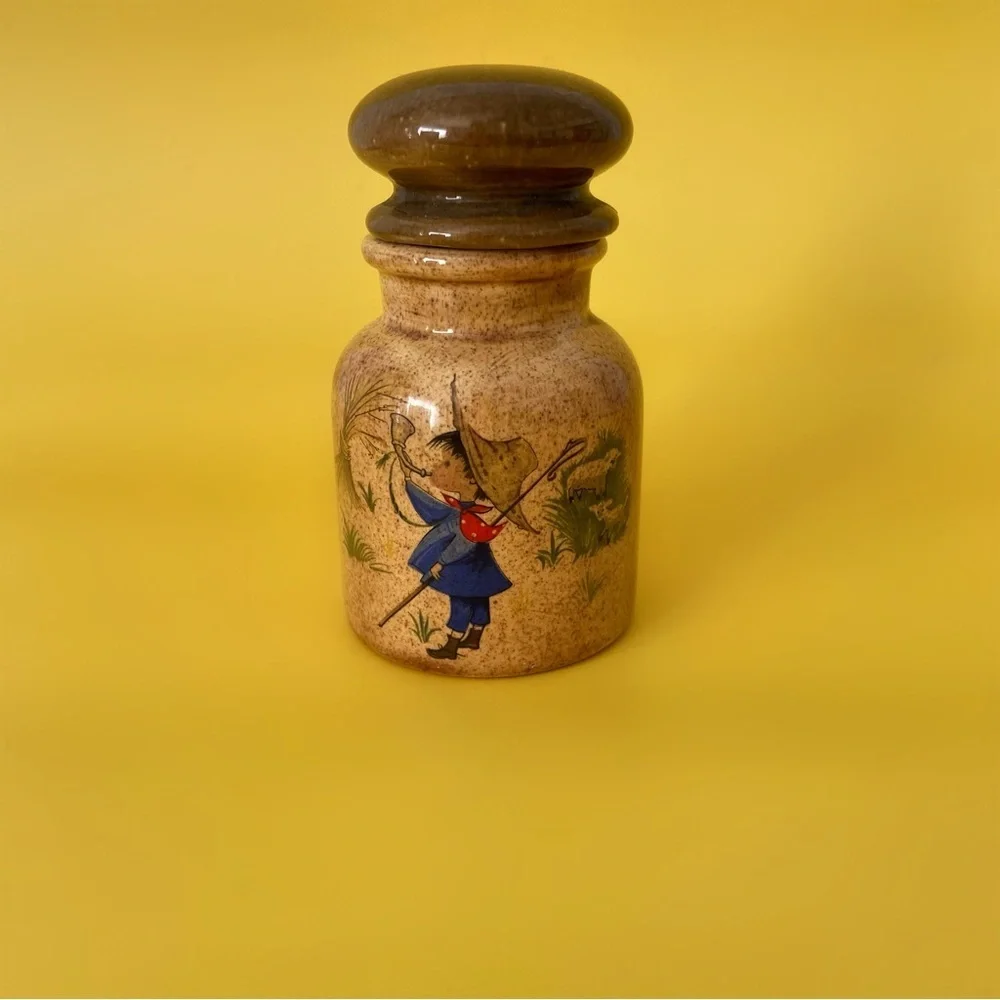 Vintage 60s handmade ceramic canister home decor